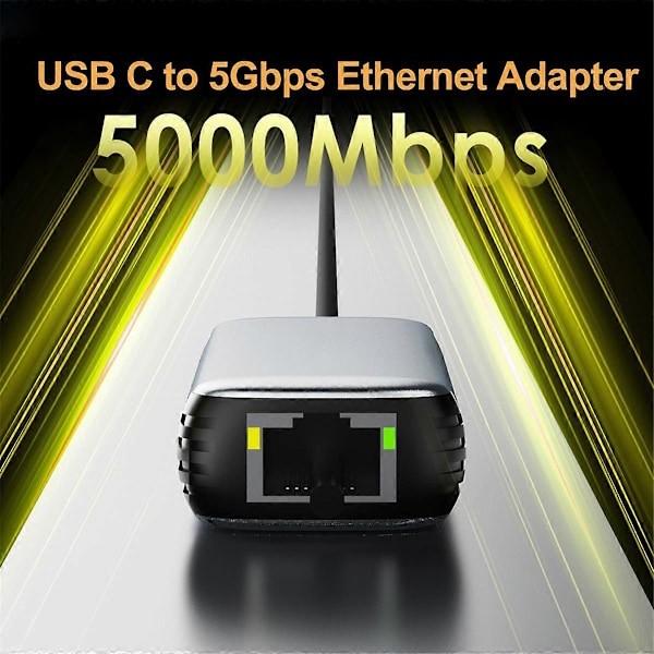 USB C til 5Gbps Ethernet Adapter Driver-Fri RJ45 Gigabit Ethernet Nettverksadapter for Laptop 10/11 O