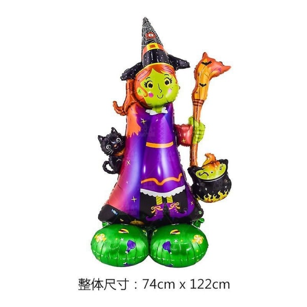 4d Halloween Aluminium Film Ballong Stor Stående Spöke Träd Dödskalle Kista Trolldryck Vakt Häxa Spis Gravsten Partydekor witch