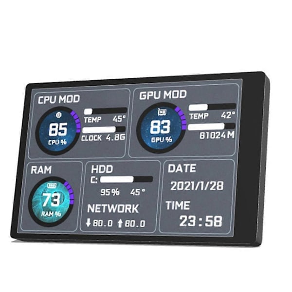 Tietokonenäyttö Mini ITX -koteloon, 3,5 tuuman IPS TYPE-C -toissijainen näyttö CPU GPU RAM HDD USB-näyttö
