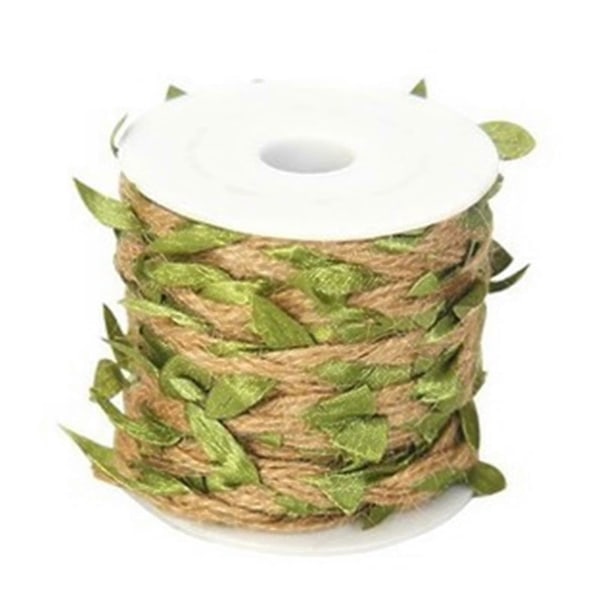 Jute Snor med Blade, 10m Naturlig Jute Snor med Kunstige Blade, Hessian Blad Bånd til DIY Håndværksdekoration