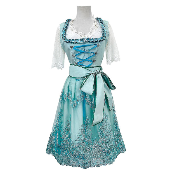 Kvinnors Oktoberfest-dräkt tysk Dirndl-klänning Kostymklänning Bayersk karnevalsfest, 100 % ny Light green S