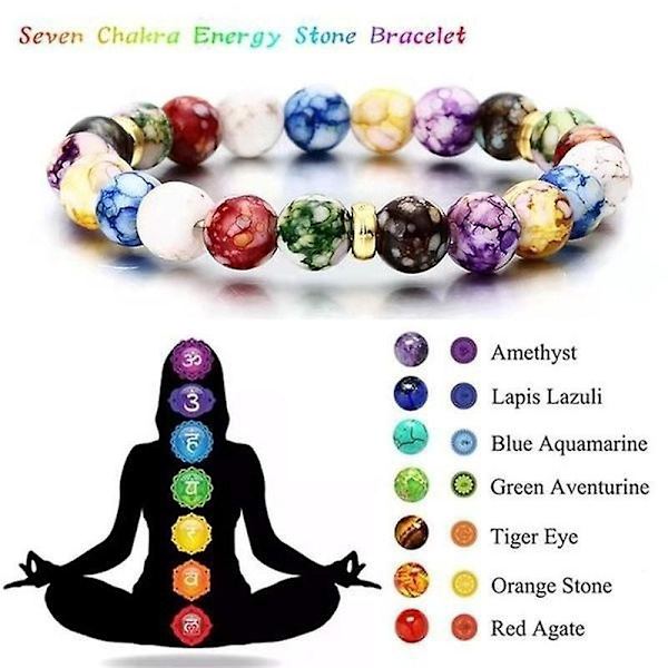 7 Chakra Naturlig Sten Armbånd Flettet Lava Armbånd Mænd Kvinder Justerbart Armbånd style 1