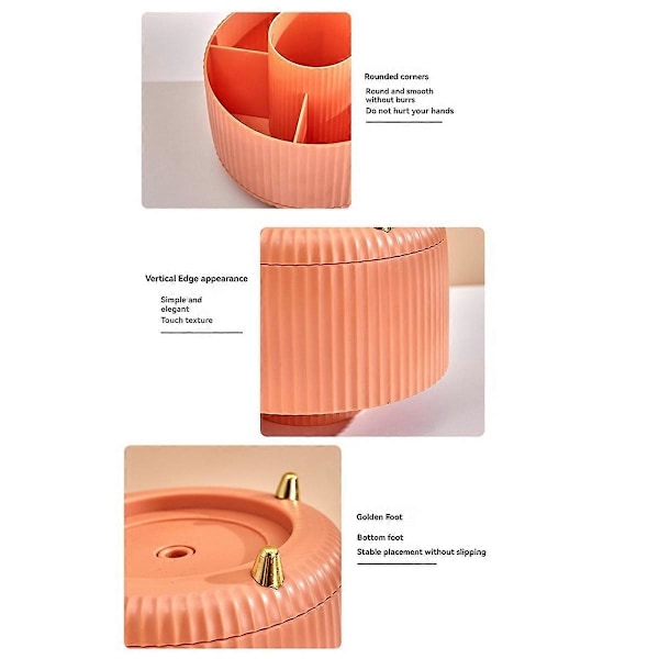 Roterende Makeup Børsteholder Skrivebord Kosmetik Organizer Roterende Skrivebord Opbevaringsboks Bærbar Læbestift