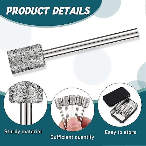 10 Stk. Diamantbor Diamantslibebor Hoved 1/8 Skaft 8mm Cylinderhoved Diamant til de fleste Rotar