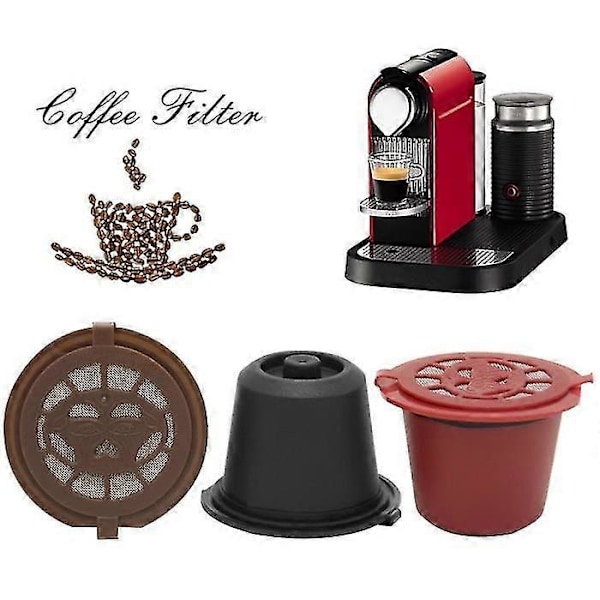 6 st Kompatibla Med Nespresso Återfyllningsbara Återanvändbara Kaffekapslar Kaffefilter Kopp Kaffe-espressomaskin