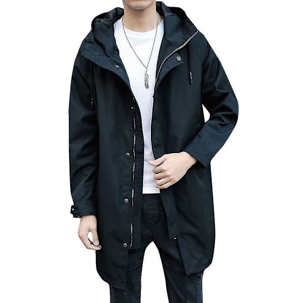 Herre Hætte Solid Farve Trenchcoat Jakke L