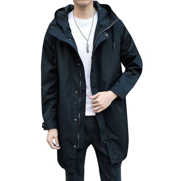 Herre Hette Solid Farge Trenchcoat Jakke L