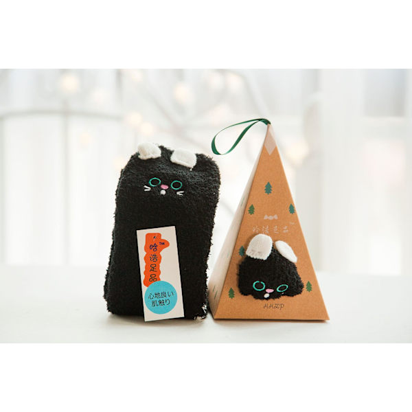 Strumpor Höst och Vinter Parstrumpor Nya Tecknade Söta Dam Julstrumpor Korallfleece Sovstrumpor Black Cat Children