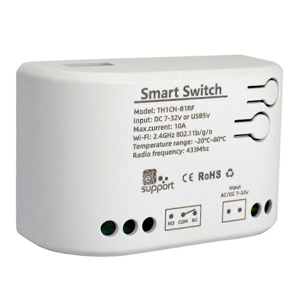 10A Overvåkingstermostat 1CH Wifi Relémodul DC 7-32V
