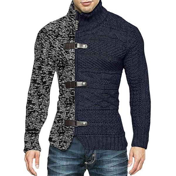 Poolokaulus Neuletakki Miesten Villapaita Syksy Talvi Tilkkutäkki Takki Vintage Miesten Neulepusero Takki Vetoketju Neulepusero Slim Topit HC3650ABrown XL