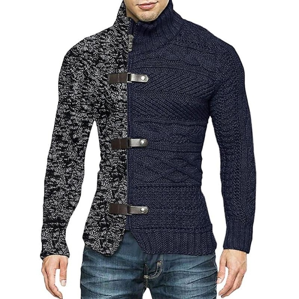 Turtleneck Neuletakki Miesten Villapaita Syksy Talvi Patchwork Takki Vintage Miesten Neule Villatakki Takki Vetoketju Neulottu Villapaita Ohut Topit HC3650AGreen XL