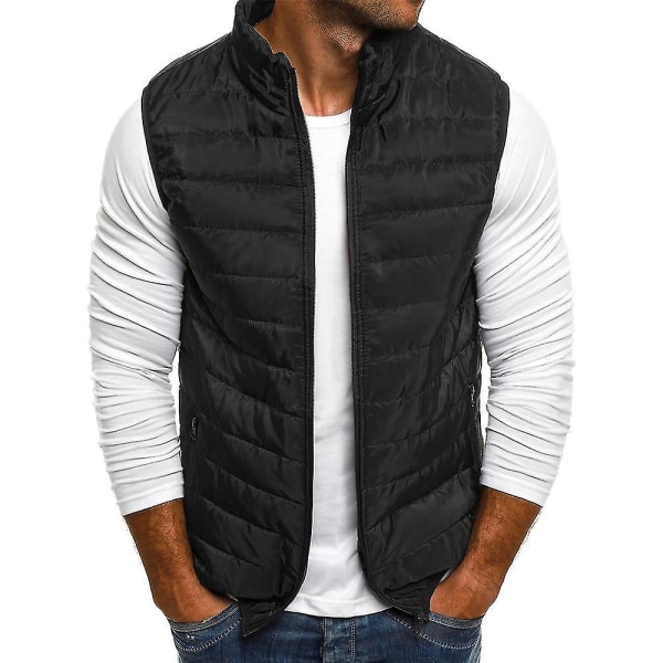 Män Lätt vadderad vadderad väst Winter Gilet Bodywarmer Jacka Coat Black 3XL