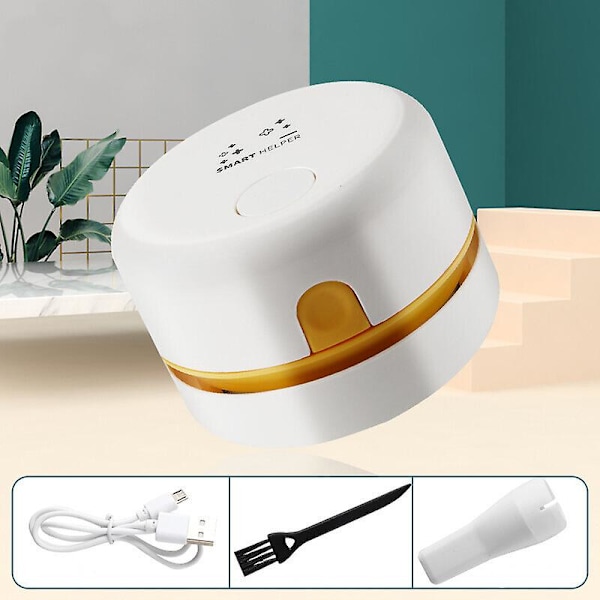 Kannettava 360° kääntyvä johdoton mini pöytäimuri USB-latauksella (Valkoinen)