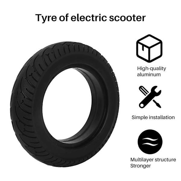 10X2.5 Svart Massivt Däck för Elektrisk Scooter Hopfällbar E-Bike Breddat Däck Gummi Icke-Uppblåsbart Elect