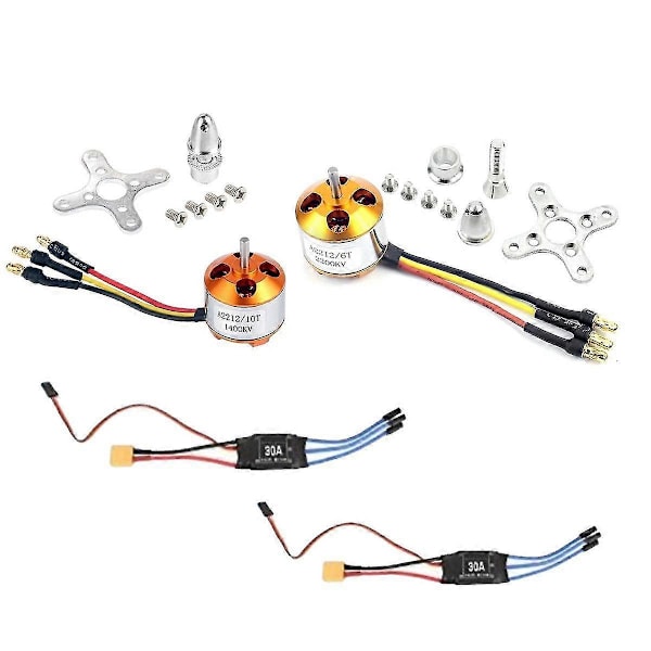 2-pack 2212 1400kv/2200kv Borstlös Outrunner Motor Med Fäste 10t/6t+30a Xt60 Esc För Rc Flygplan Q-Useful