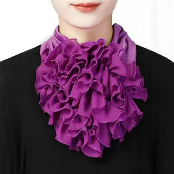 Ensfarget halskrage med volanger, falsk krage, elegant dame, avslappet halstørkle, avtakbar halsvarmer, varmt skjerf, one size, mote 3
