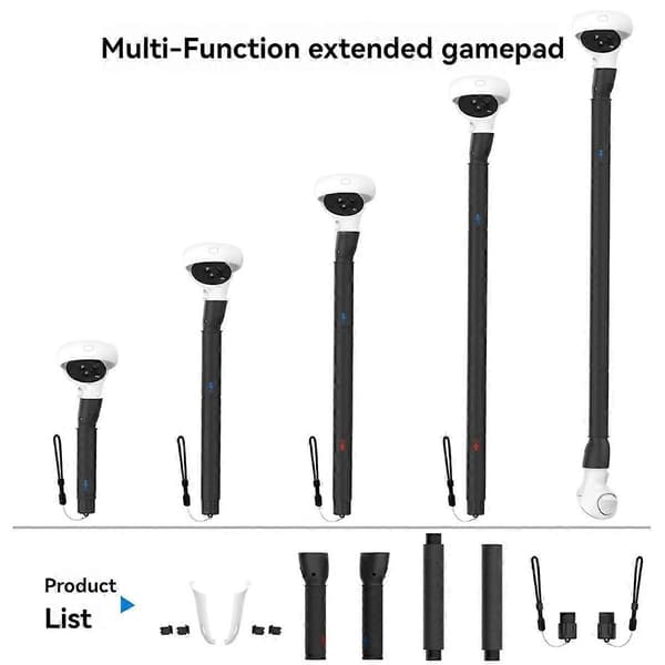 VR Kontrolleradapter for 2 Håndtak Grep Forlengelser Lange Armer for Quest 2 VR Golf Tilbehør Hvit