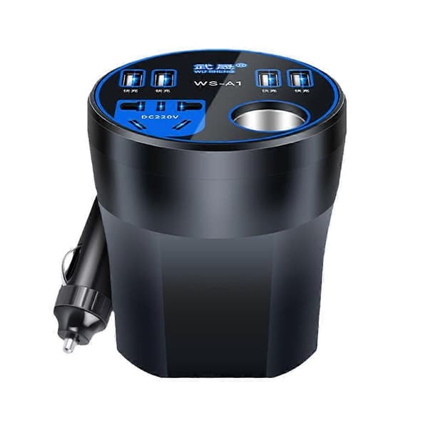 Digital bilstrømomformer 200W multifunksjonell ombordomformer Blue No Digital display