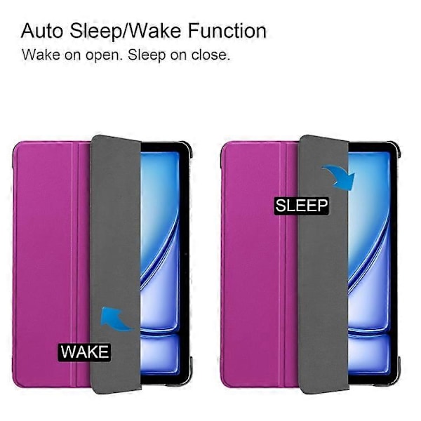 Kompatibel med iPad Air 11 (2025) / (2024) Etui PU Læder Beskyttende Tri-Fold Stand Smart Cover Purple