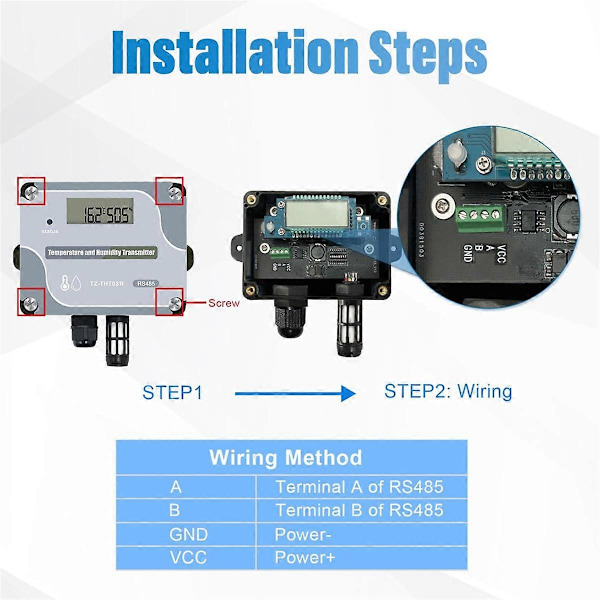 RS485 Temperatur Fuktighetssensor Modbus RTU Temp Sensor Digital Industriell Temp- och Fuktighetstransm