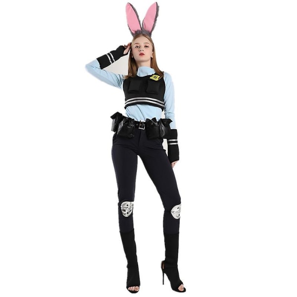 Zootopia Bunny Cosplay Judy Hopps -asu Täysi set Halloween Fancy Mekko -karnevaaliasu naisille L