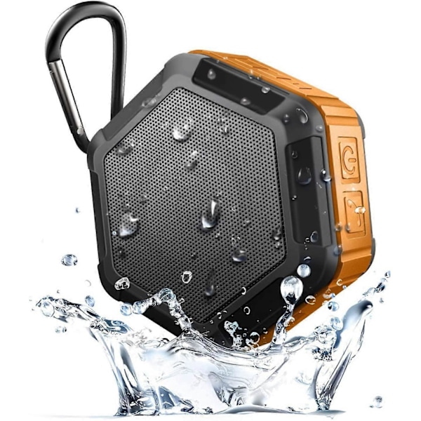 Bärbar Mini Högtalare - Bluetooth Duschhögtalare med Krok - Vattentät Bluetooth Högtalare 12H Speltid för Strand, Pool, Hem, Fest, Orange