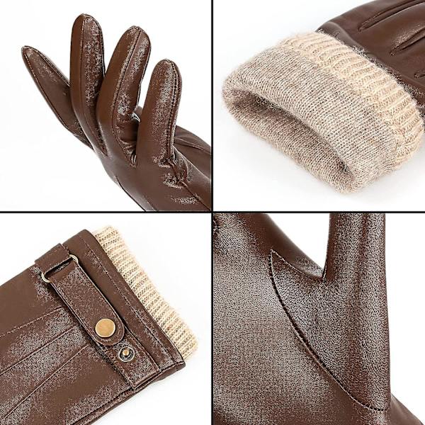 Herre Vinterhandsker Læder Varme Cashmere Touchscreen Handsker S