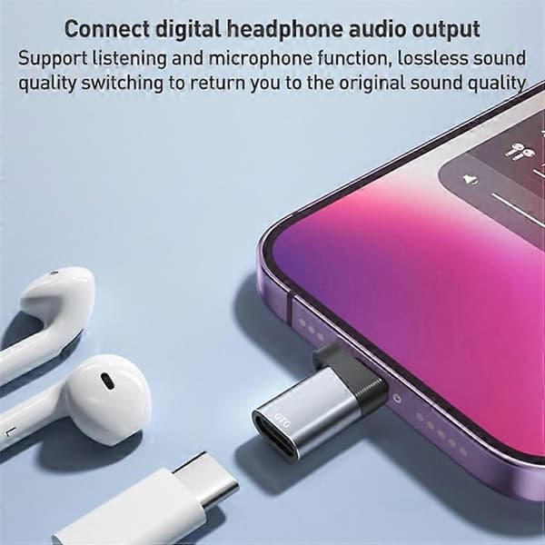 ADS-616B Lightning Han til Type-C Hun Mini Konverter Bærbar OTG Adapter Black