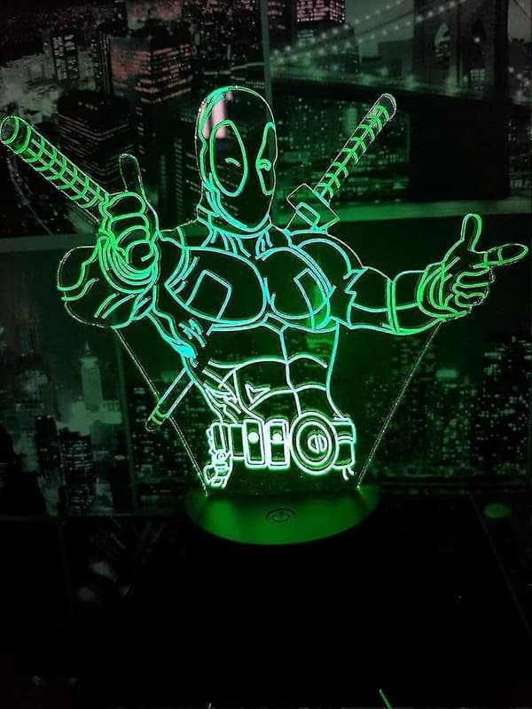 Deadpool Nattlampe til Barnerom Bordlampe 3d Led Nattlys Usb