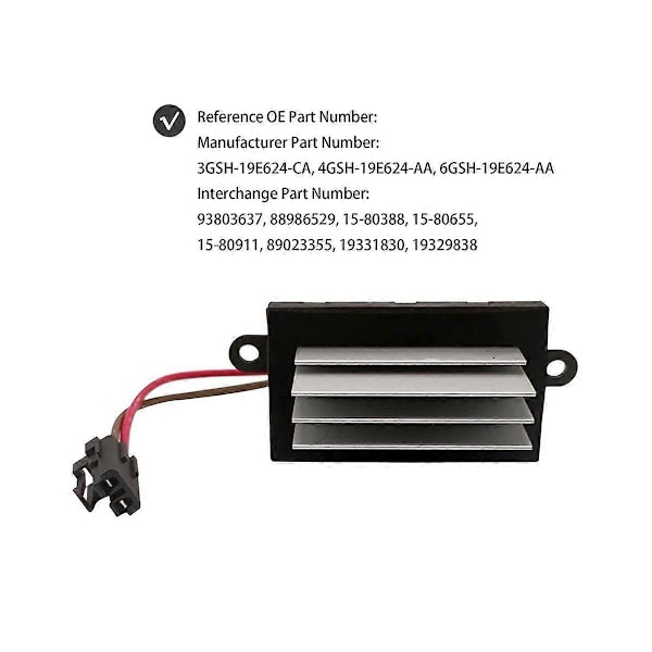 19331830 19329838 Blæsermotor Fan Resistor til H2 Varmer Autodele 3GSH-19E624-CA 6GSH-19E624-AA