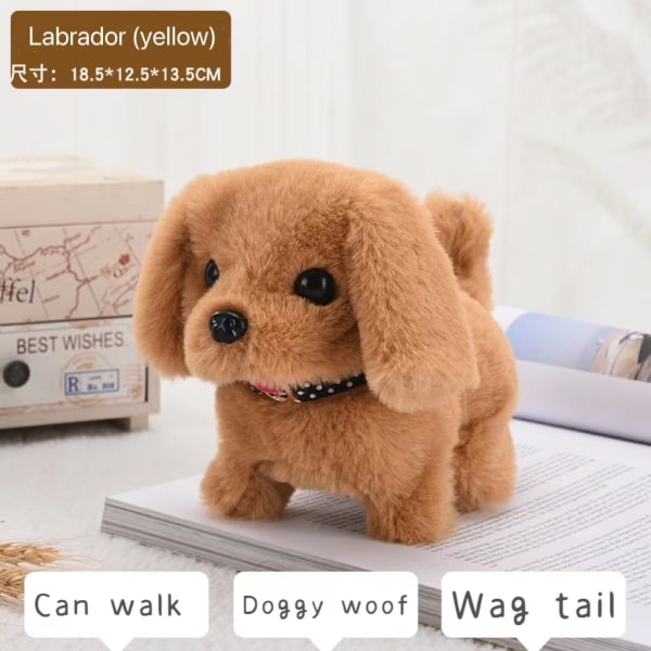 Smart Walking Electric Plys Legetøj Bamse Robot Hundelegetøj Plys Plys julegave Labrador Yellow