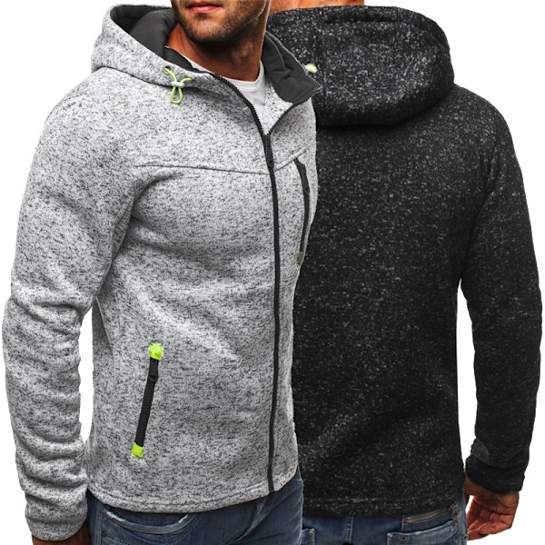 Syksyn ja talven miesten takki neule lumikello hupullinen vapaa-ajan takki vetoketju miesten vaatteet takki Gray 4XL