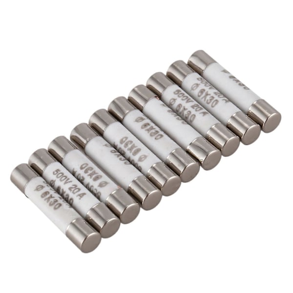 10 Stk. 6mmx30mm 20A Hurtig-Blow Keramisk Sikringslink 500V