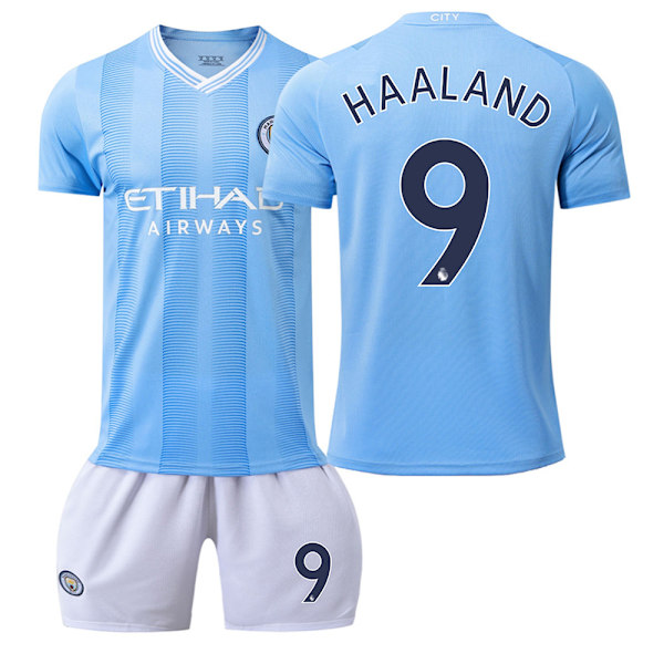 23-24 Manchester City hemmatröja för vuxna och barn, nr 9 Harland No. 9 Harland L