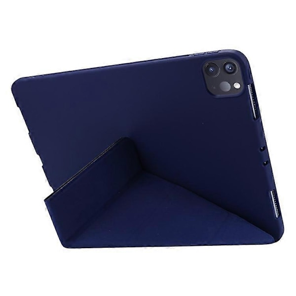 Kompatibelt Fodral för iPad Pro 13 (2024) Origami Ställ PU Läder+Silikon Tablet Skydd DarkBlue