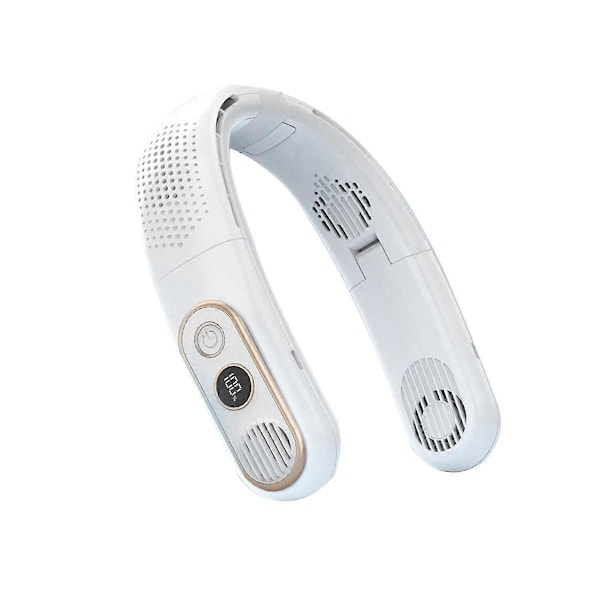 Foldbar Nakkeventilator med LED-display, 360 Køling USB Ventilator Genopladelig Bærbar Hængende Halskæde Ventilator