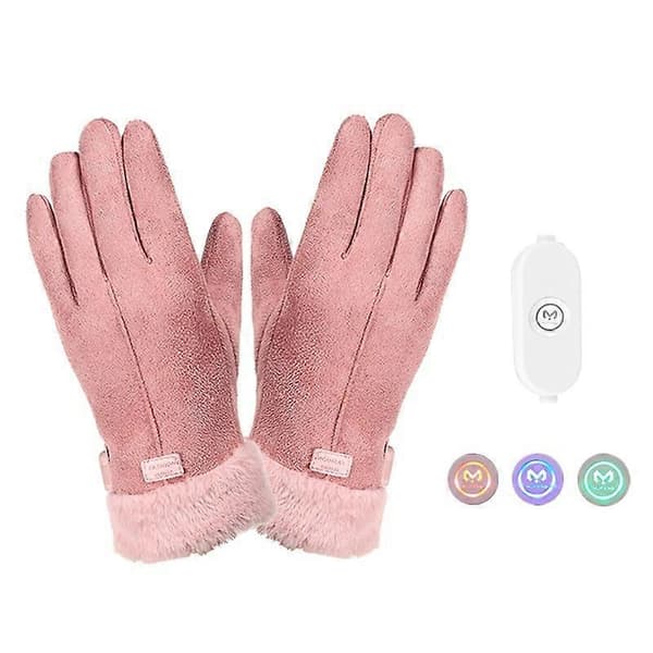 USB oppladbare varmehansker for kvinner, damer, vinter, kaldt vær, håndbeskyttelse Pink Double-sided heating