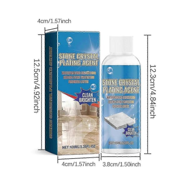 Steinkrystallbeleggmiddel, ripefjerner, rengjøringsmiddel for flekker, lysningsmiddel 100 ml