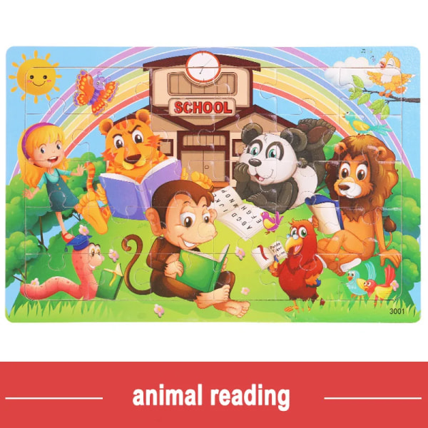 Pusselspel för fordon för trädjur för barn Jigsaw Baby Early Learning Pedagogiska leksaker för barn animal reading