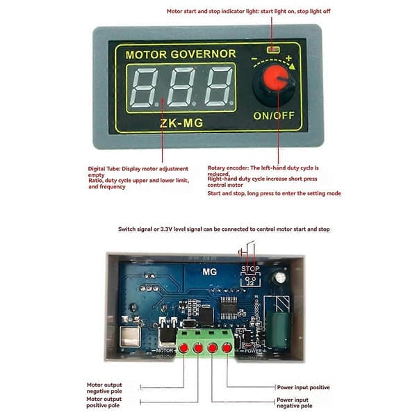 DC5V-30V 12v 24v 5A DC Motorstyring PWM Justerbar Hastighed Digital Display Encoder Duty Ratio Freq