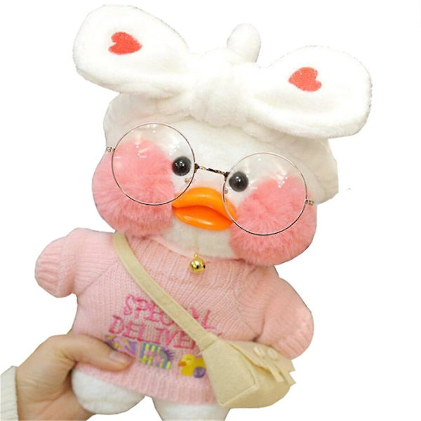 Grossist 28cm Söt Lalafanfan Café Anka Plyschleksak Mjuk Stoppad K SCL001-xin fen-w