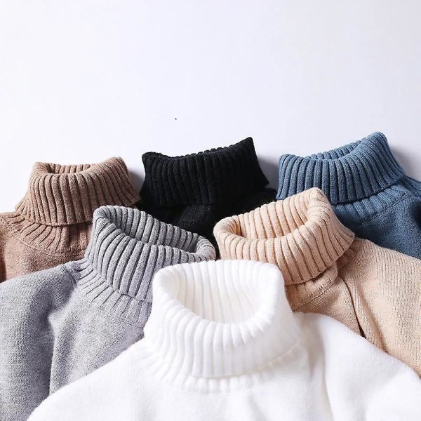 Tjockstickade herrtröjor med sammetsfoder, vintervarma kläder, topp med hög krage, enfärgad, lös, flexibel pullover för män Pink XXS