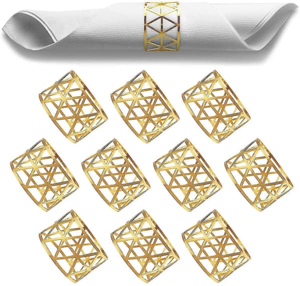 10 stk. hule servietringe Gold