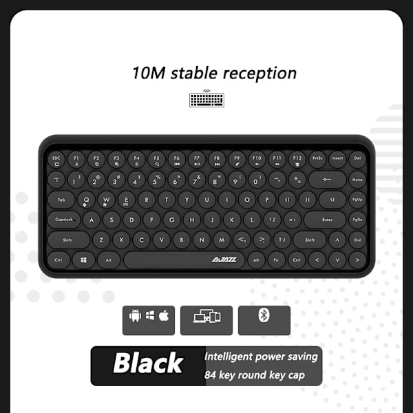 308I Trådlöst Tangentbord 18/84 Tangenter Runda Tangenthattar Bluetooth Tangentbord Portabelt 2.4GHz Numeriskt Tangentbord Black