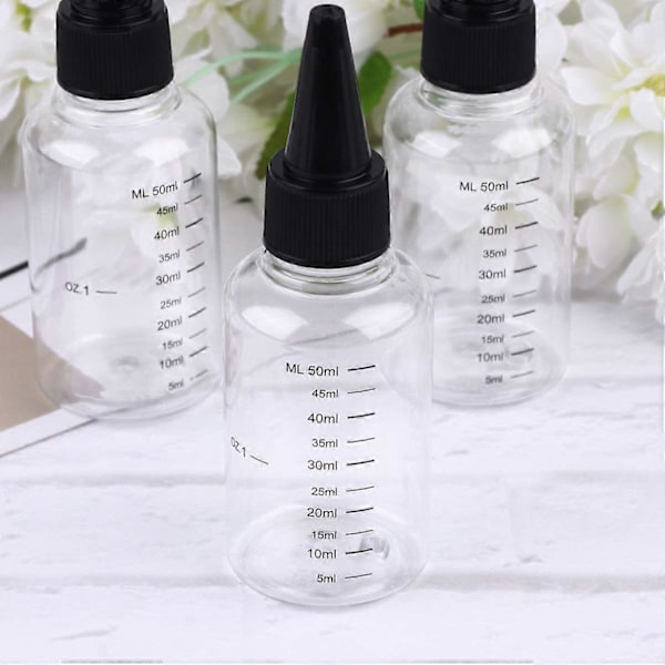 Plastflaskor med tryckfunktion, vridkork och mått för hantverk, konst, lim och såser, 60 ml (20 st)