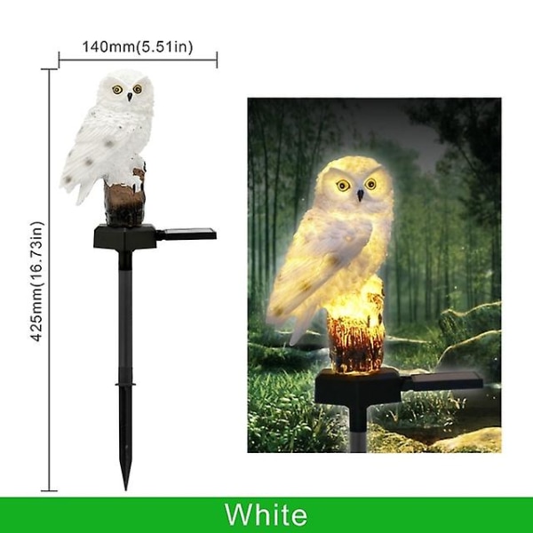 Solar Owl Trädgårdsljus Utomhus Led Gräsmatta Lampa För Trädgårdsdekoration Vattentät Julbelysning Utomhus Solar Lyktstolpe White