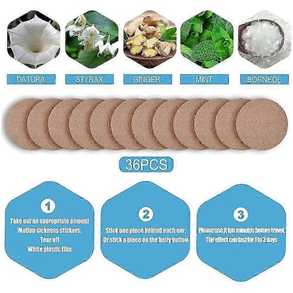 1-5 lådor åksjukelappar för bilresor, båtturer, kryssningar, flygresor 4 boxes