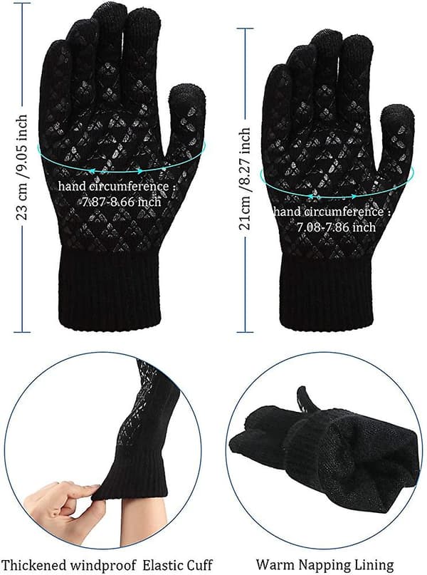 4 Par Vinter Strik Touchscreen Handsker Varme Teksthandsker Elastiske Skridsikre