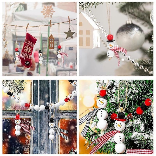 Julekombinasjonssett med treperler, 180 treperler Julekuler av tre Treperler Julepynt av tre med hampetau til fest