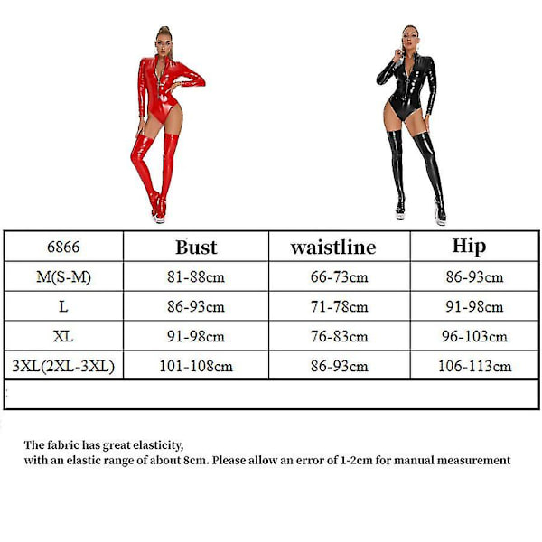 Seksikäs Wet Look PVC Lateksi Catsuit Pitkähihainen Etuvetoketjullinen Body Pole Dance Clubwear Pu Nahka Body Paidat Topit Sukkien Kanssa